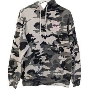 Antisocial social club army hoodie with pink letters